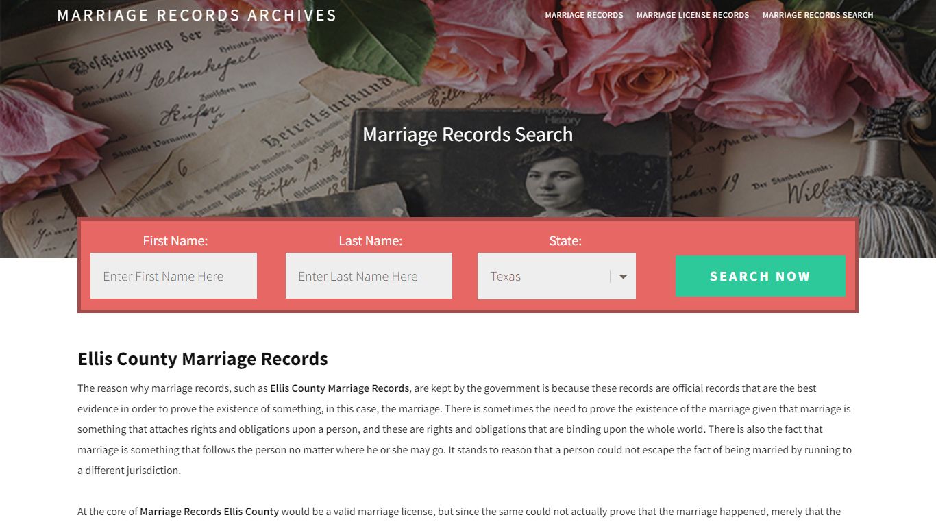 Ellis County Marriage Records | Enter Name and Search | 14 ...